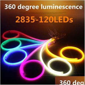 LED Şeritler Ulight1688 360 Derece Yuvarlak Neon Şerit 220V 240V Esnek Işık Su Geçirmez 120LEDS/M İki telli açık damla teslimat Ligh DH0TA