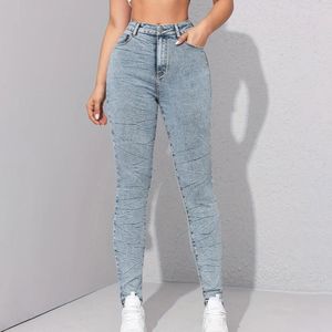 Kadınlar Kot High Cand Kalem Seksi Uzun Moda Denim Taytlar Yıkanmış Açık Mavi Streç İnce Jean Pantolon Kadınlar için Günlük Pantolon