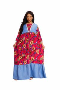 Temel Sıradan Elbiseler Yeni Stil Afrika Plussizize Kaftan% 100 Pamuk Abaya O yaka Jilbab Dashiki Kaftan Gevşek Boubou Günlük Elbise Kadın Kaftanc24315