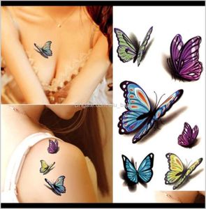 Su geçirmez kına tatoo selfie sahte vücut çıkartması renkli kelebek 3D çıkartmalar sanat flaş ctyfp dövmeler q5k121910876