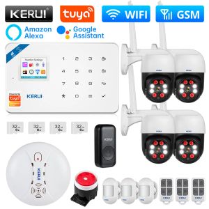 Комплекты KERUI W181 Система сигнализации WIFI GSM сигнализация Комплект домашней безопасности Smart Life Alexa Датчик движения Внутренняя IP-камера Сирена