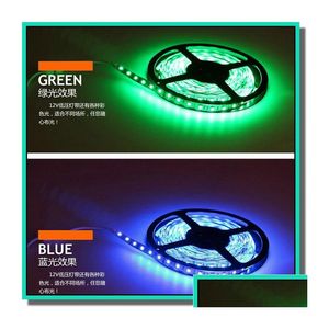 LED Şeritler 5050 3528 SMD Şerit Hafif Tek Renk Saf Soğuk Sıcak Beyaz Kırmızı Mavi 300 LEDS KABUL VE EKRAN DERİ DEL DHVHB için Pices Başına 5m