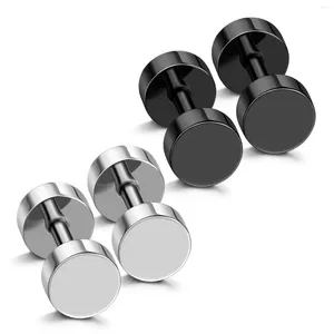 Brincos de parafuso prisioneiro 2 pares homens dot studs medidores falsos plugues brinco círculo disco de aço inoxidável plana volta cheater túnel haltere 2mm-14mm