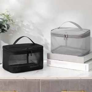 Косметички для мужчин, сетчатая модная сумка, большая вместительная прозрачная сумка для туалетных принадлежностей, корейская косметичка на молнии для женщин