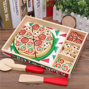 Ahşap Pizza Oyun Yiyecek Seti Pretend ve Cutter Oyuncak 3 240301 Yaşındaki Çocuklar İçin