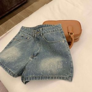 Tasarımcı Denim Kısa Kadınlar Şort Kadın İlkbahar Yaz Moda Ağır Düzey Rhinestone Pırlanta İnce Kot Partisi Yüksek Bel Fermuar Sweetpants Asya Standart