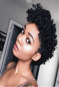 Siyah kadınlar için kısa kıvırcık insan saç perukları brezilya bakire afro kinky kıvırcık insan saç