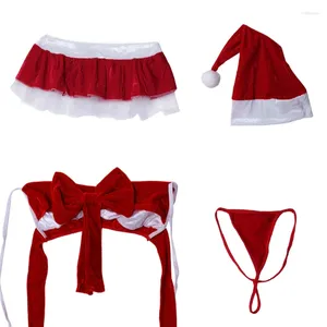 Женский купальник, женский сексуальный рождественский костюм Санта-Клауса, нижнее белье, нарядное платье, наряд