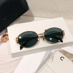 Óculos de sol designers femininos Triomphe Oval Metal Metal Metal Lens Green Lens Sun Glasses Retro Small Round Frame Sexy Little Mens Eyewear Occhiali Lunettes de Soleil