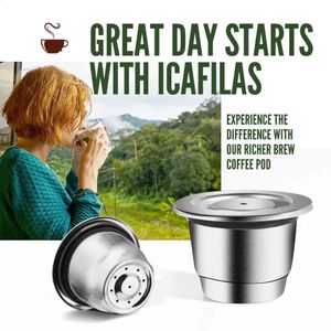 ICafilas многоразовый многоразовый фильтр из нержавеющей стали для кофейных капсул Nespresso Cafeteira для Essenza Mini Citi 240313