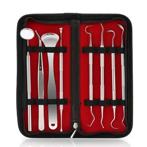 7 teil/satz Dental Spiegel Edelstahl Dental Zahnarzt Vorbereitet Werkzeug Set Sonde Zahn Pflege Kit Instrument Pinzette Hacke Sichel Scaler