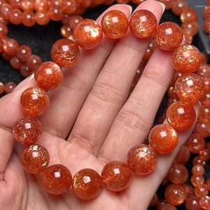 Натуральный браслет из кварца с солнечным камнем Аруша, оранжевый, клубничный, 12 мм, прозрачные круглые бусины, кристаллы для женщин и мужчин