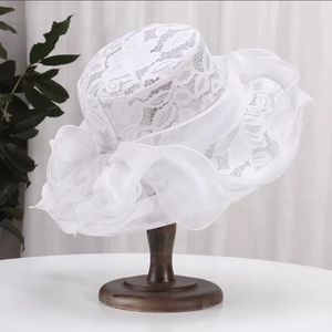 Verão organza igreja derby chapéu fascinator boné feminino senhora kentucky tea party casamento arco chapéu gorros feminino 240315