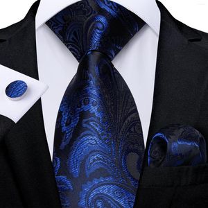 Галстуки-бабочки королевского синего цвета с узором пейсли для мужчин, носовой платок, запонки, аксессуары для свадебной вечеринки, длина 150 см, комплект галстуков на шею, оптовая продажа