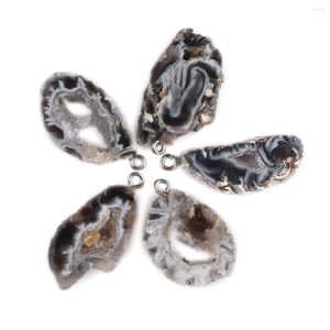 Kolye Kolye 5 PCS Toptan Doğal Yarı Taş Siyah Embriyo Agate Charm Mücevher Yapımı DIY Kolye Küpe Hediyesi