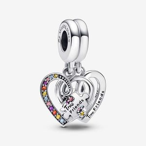Bulmaca Parçası Kalpler Splitable Dostluk Dangle Charm Pandoras 925 STERLING Gümüş Takılar Yılan Zinciri Bilezik Yapma Takımları Kolye Kolye Orijinal Kutu