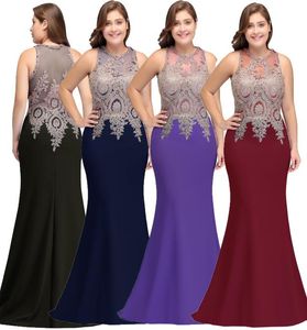 Borgonha Lace Sereia Longos Vestidos de Noite 2018 Sexy Sheer Lace Appliqued Plus Size Formal Partido Prom Vestidos Robe de soriee CPS525 6446777