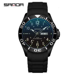 Sanda 9005 orologio al quarzo con calendario digitale fluorescente per visione notturna medio, moda, tempo libero, semplice e personalizzato