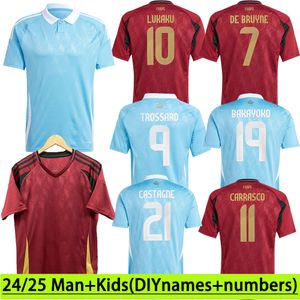 24 25 New Formalar Futbol Forması Belçika Maillot Lukaku Erkek Yetişkinler ve Çocuklar Futbol Formaları De Bruyne Carrasco Ev ve Uzak Kısa Kollu T-Shirt