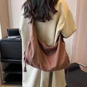 Crossbody Bag Kadın Üniversite Öğrencileri Sınıf Çantası Çift Amaçlı INS Japon Koreli Büyük Kapasiteli Düz Renk Tuval İşi Omuz Çantası 240315