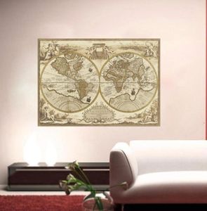 Adesivo da parete fai da te Nuova Europa Retro Mappa del mondo Sfondi murali Adesivi murali camera da letto impermeabili Decorazioni per la casa Sfondo61726678778126
