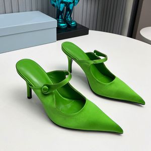 Tekne Katırları Kadın Slingbacks Pompalar Mor Kadın Tasarımcı Topuklu Sandaletler Slaytlar Lüks Ayakkabı Üst kaliteli gece elbise ayakkabıları Stiletto Topuk Ayakkabı Saten Deri