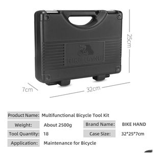 Инструменты Bikehand Велосипед 18 в 1 Ящик для инструментов Профессиональный набор инструментов для технического обслуживания Mtb Шоссейный велосипед Mti-Function Repair Yc-728 221025 Drop Dhvof