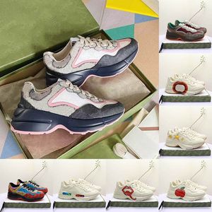 2024 Top Luxurys Loafers Designer Casual Shoes Rhyton Sneakers Beige for Mens Women Multicolor Flat Platform Vintage Trainers Des Chaussures