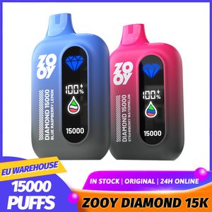 СКЛАД ЕС Оригинальный ZOOY DIAMOND BOX 15000 Puffs Bang Box 15K Puff Цифровой дисплей Одноразовые электронные сигареты Bangbox 25 мл Предварительно заполненные капсулы Тележки 5% NIC 10 цветов Комплект испарителя