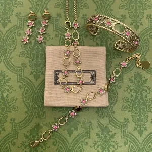 Модное винтажное ожерелье, женские цветочные золотые браслеты, украшение с бриллиантовым браслетом, преувеличенные серьги-подвески из серебра 925 пробы, комплект ювелирных изделий с иглами 243185D