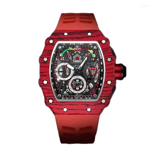 Bilek saatleri izle kırmızı kronograf erkekler için gündelik moda saatleri spor askeri silikal takvim bilek relojes hombre
