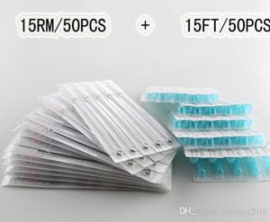 50 PCS 15RM50 PCS 15ft Dövme İğneleri ve Tüpler Karışık 100 PCS Professioanl Dövme İğneleri 15RM Tek Kullanımlık Plastik Dövme TIP3009035