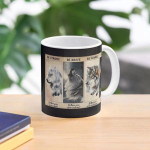 Tazze Wolf Lover - Sii forte quando sei debole Piuma Spirito mistico Tazza da caffè di montagna Tazze personalizzate