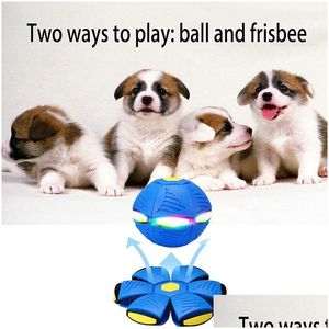 Köpek Oyuncakları Pet Oyuncak Flying Saucer Ball Magic UFO Küresi, DHBCC için Parlayan Dönüştüren Decompresyon Ebeveyn Etkileşimine adım atın