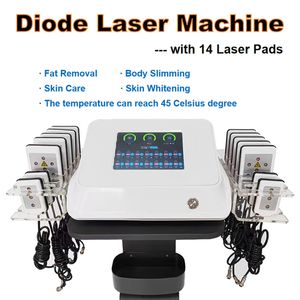 100 МВт Lipo Laser Light Растворитель жира Машина для похудения 14 Лазерные подушечки Похудение Отбеливание кожи Косметологическое оборудование Рабочая температура может достигать 45 градусов Цельсия
