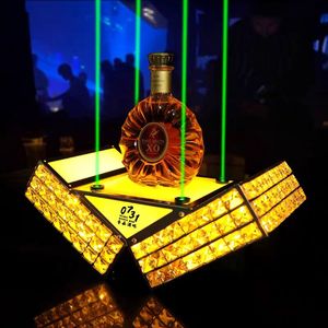 Bar Discoteca Castello in metallo Base luminosa a LED Vino whisky Champagne Display Portabottiglie Portabottiglie Glorificatori con laser