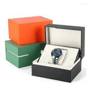 Коробки для часов Премиум-мужской чехол Подарочная коробка с одной двухпозиционной чашей Индивидуальное хранение для хранения