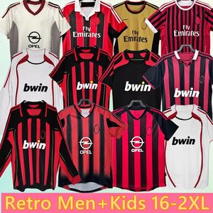 2006 2007 AC Retro Futbol Forması Kiti 02 03 04 05 06 07 09 10 11 12 13 14 AC KAKA Uzun Milan Ibrahimovic Futbol Gömlek Futbol Forma Futbol Gömlek Çocuk Maillots