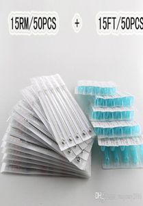 50 PCS 15RM50 PCS 15ft Dövme İğneleri ve Tüpleri Karışık 100 PCS Professioanl Dövme İğneleri 15RM Tek Kullanımlık Plastik Dövme TIP6036241