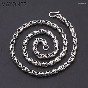 Catene 6,5 mm di spessore Lettera S Collana Gioielli in argento sterling 925 Uomo Donna Amore Cuore Ciondolo a catena con corda di bambù cava