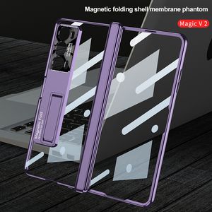 Пластиковый кронштейн для чехла Honor Magic V2, прозрачное закаленное стекло, защитная крышка с магнитным шарниром