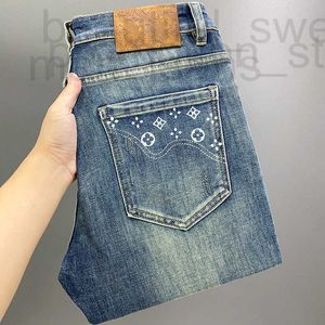 Мужские джинсы дизайнерские дизайнерские роскошные элитные синие для мужчин Новые корейские модные эластичные мужские свободные маленькие прямые универсальные брюки IB5Y H990