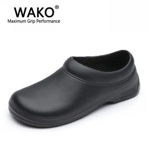 Botlar wako erkek şef ayakkabıları erkek sandalet mutfak işçileri için süper antiskid adam slip olmayan ayakkabılar siyah aşçı ayakkabılar güvenlik tıkanıklığı 3645