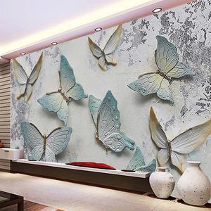 Duvar kağıtları özel duvar kağıdı modern 3D kabartma kelebek arka plan duvar kağıdı duvarlar için oturma odası tv kanepe ev dekor Papel de parede
