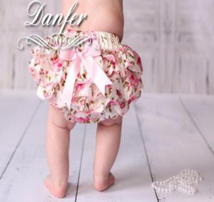 Yeni varış kız bebek çocuklar bebek yürümeye başlayan çocuk saten bloomers dantel bloomers gül çiçek çiçek baskı bloomers bebek bezi bowknot cut4013746