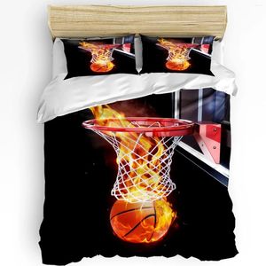 Yatak takımları alev basketbol topu kutu baskılı konfor nevres kapak yastık kılıfı ev tekstil yorgan çocuk çocuk genç kız 3pcs set