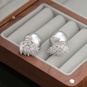 Swan tam elmas zirkon inci hafif yüksek dereceli küpeler, yeni s sier iğne moda ve kadınlar için kişiselleştirilmiş küpeler