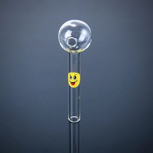 4-дюймовая масляная трубка с логотипом Smile Mini Dab Strews Прямого типа Стеклянные курительные трубки Ручные установки из пирекса Прозрачная пробирка для аксессуаров для водяных бонгов SW15