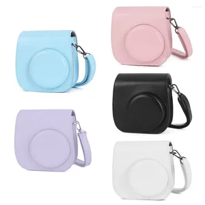 Depolama torbaları PU deri çanta Instax mini 11 koruyucu kasa ayarlanabilir omuz askısı ile