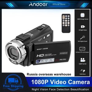 Andoer V12 Dijital Video Kamera 1080P 30MP HD 16X ZOOM Taşınabilir Kayıt Kamerası 3 inç LCD Ekran Video Kamera Kamerası 240306